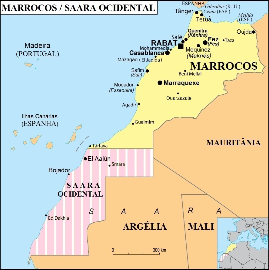 MarrocoseSaaraOcidentalRASDMapa